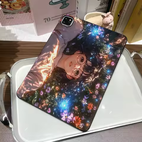 Aesthetic 90s Retro Anime Girl Print Straight Edge Matte Tablet Case For Samsung Galaxy Tab S9 S10 S