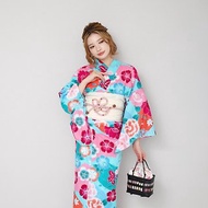 日本 和服 日本染色 梭織 女性 浴衣 腰帶 2件組 Fx48-b4 yukata