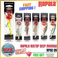 [IGFA] RAPALA Ripstop Deep Minnow RPSD 09 Gewang Siakap Killer Gewang Rapala Lure Fishing Lure Sinki
