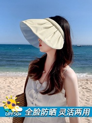 ◊☊ Banana powder sun hat women's summer UV protection shell sunshade empty top cover face sun hat big brim cycling summer