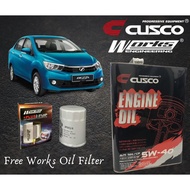 PERODUA BEZZA 2016-2019 CUSCO JAPAN FULLY SYNTHETIC ENGINE OIL 5W40 SN/CF ACEA FREE WORKS ENGINEERING OIL FILTER