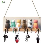 PEARL Cats Key Organizer, Metal Wood Cat Key Hook, Cute Cartoon Cat Silhouette Key Hook Hanging Deco