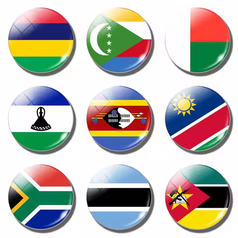 Glass Fridge Magnet Souvenir Flag of Zimbabwe Zambia Angola Malawi Mozambique Botswana Namibia South