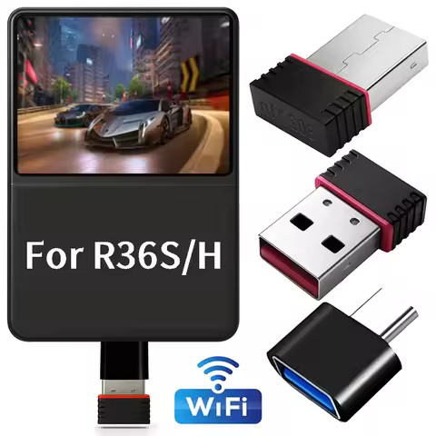 For R36S(WiFi) RTL8188FTV USB Dongles Wireless Small Network Card 1 Set TypeC OTG Adaptor for R36S/R