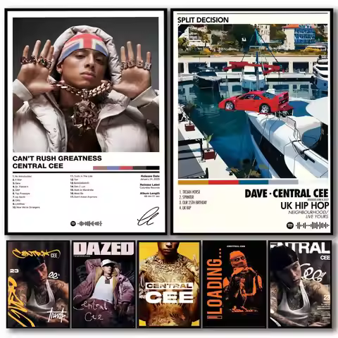 Pop Rapper C_Central C_Cee Album HD Linen Canvas Poster Wall Art Prints for Living Room Bedroom Offi