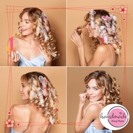Set of 5 self-adhesive heat-free curling irons (2.5cm x 14cm) with hair-retaining cloth tube.