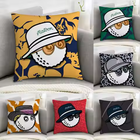 Fashion Sport M-Malbon Golf Cushion Cover Pillowcase Comfort Sofa Bed Silky Elegant Invisible Zipper