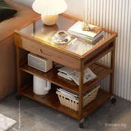 Bedside glass shelf, mobile cabinet, simple sofa side table, high-end home use side table, small tab