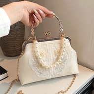 【Free Shipping】New Style Elegant Chinese Style Embroidered Niche Pearl Handbag - Premium Shoulder Me