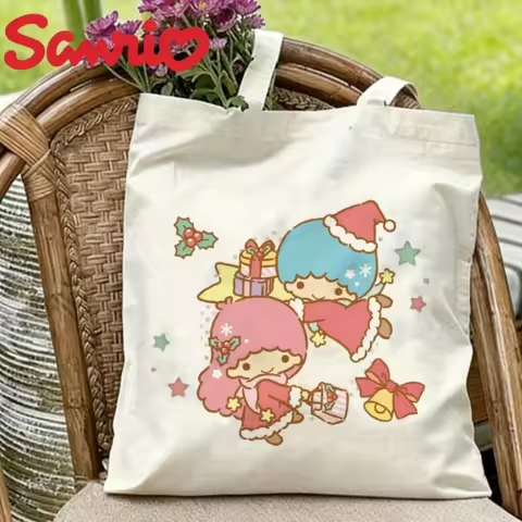 1PC Little Twin Stars Christmas Canvas Tote Eco-friendly Reusable Shoulder Bag