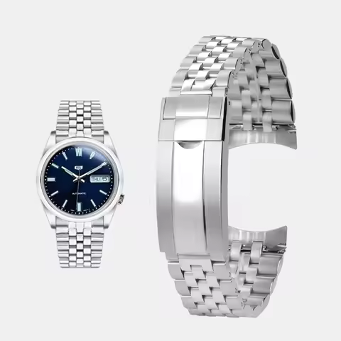 Stainless steel Jubilee strap For Seiko 5 SNXS73K1 SNXS75 SNXS77 SNXS79K1 SNX79J1 Hollow Curved End 