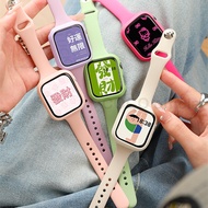 Thin iWatch Strap and Glass Case For iWatch Series 9 Ultra 8 7 6 5 4 3 2 1 SE 41mm 45mm 44mm 40mm  S