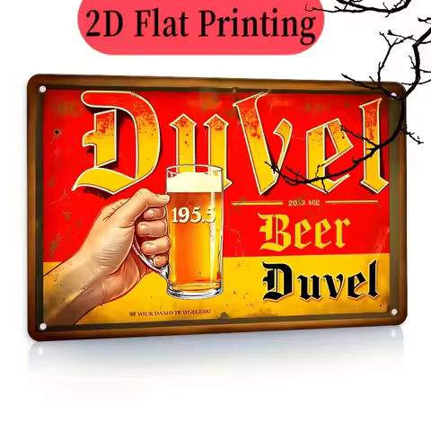 Duvel Beer Iron Wall Sign - Retro Metal Plaque with 1864 Heritage Design, Rustic Bar Decor for Home,