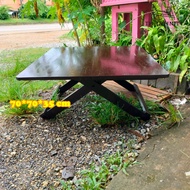 TH โต๊ะญี่ปุ่น โต๊ะกินข้าวไม้สัก 70*70*35 ซม. กว้าง*ลึก*สูง โต๊ะนั่งทำงานกับพื้น สีโอ๊คเข้ม