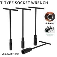 T-type Sockte Socket Wrench Complete T Wrench 8-14MM Sock Wrench Complete Key T Wrench Set T8 T10 T1