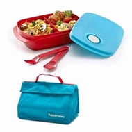 MERAH Tupperware Red Blue B.Y.O Lunch Box