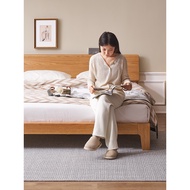 Original Plain Solid Wood Bed Modern Simple Oak 1.8m 1.5m Small Apartment Bedroom Double Bed F8015