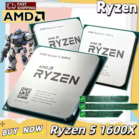 AMD Ryzen 5 1600X 95W CPU 3.6 GHz Twelve-Thread Six-Core R5 1600X Original and New Brand L3=16M Sock