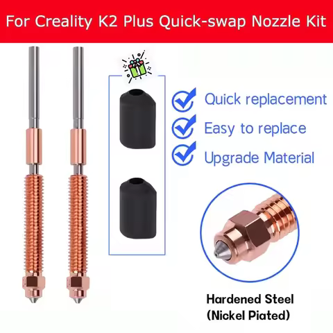 For Creality K2 Plus/K2/K2 Pro Combo Nozzle Quick-Swap Nozzle Kit Hardened steel All-metal Design Fo