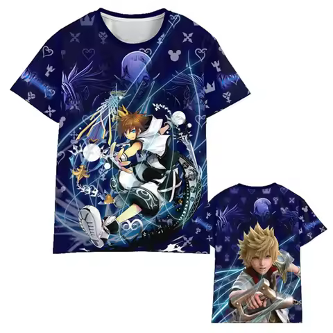 Hot Game Kingdom Hearts 3d Printed T-shirt Fashion Short sleeve Cosplay Street Style Tops Men Women 