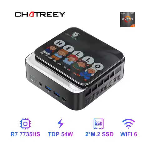 Chatreey AN3P Mini PC R7 7735HS 680M Gaming Desktop Computer with WiFi 6/Bluetooth 5.2/HDMI/DP