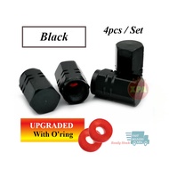 Tire valve caps 4pcs ( Black ) - Penutup angin mulut tayar ( hitam ) kereta proton saga waja wira saga BLM FL x50 x70