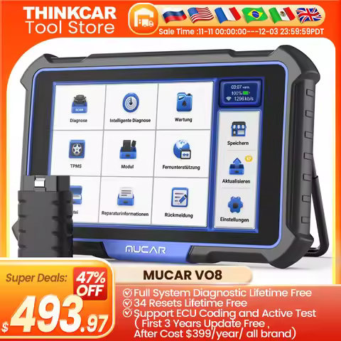 MUCAR VO8 Professional Diagnostic Tools Full System OBD2 Scanner 34 Reset Lifetime Free Update ECU C