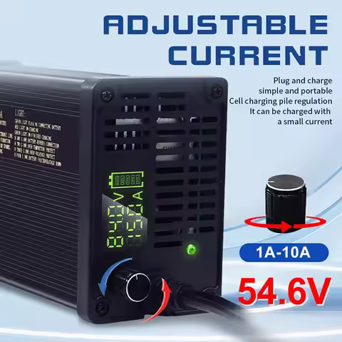 48V 1-8A 1-10A 1-15A 1-20A Adjustable Current Lithium Battery Charger 54.6V/58.8V/58.4V/54.75V High 