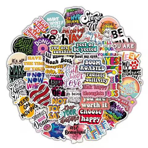 50Pcs Inspirational Quote Stickers Vision Board Motivational Sticker DIY Diary Phone Case Handmade S
