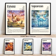 Pokémon Eevee Evolution Wall Decoration 20x30cm | MDF Wooden Poster Aesthetic Wall Decor Gaming Room