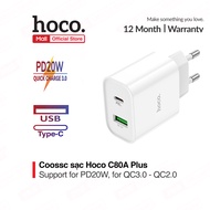Cốc sạc nhanh 20W Hoco C80A Plus 2 cổng USB/18W - PD 20W hỗ trợ sạc nhanh cho Smartphone