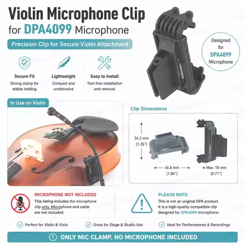 Violin Mic Holder for DPA 4099 Series Microphone Clamp Adjustable Musical Instrument Mounting Clip f