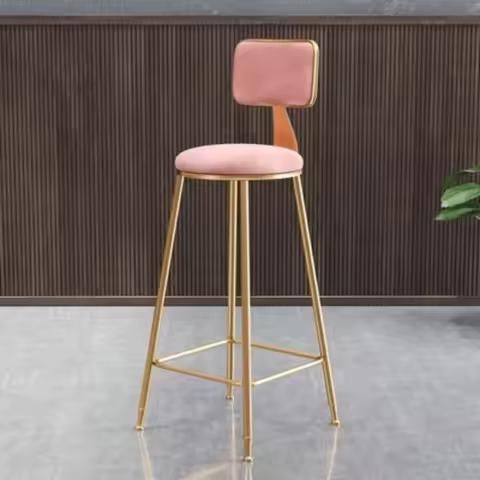 Scandinavian High Back Bar Stool, Modern Metal Kitchen Counter Chair with Footrest, Comfortable Stoo