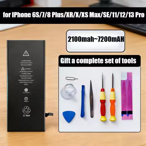 7200mAh Ultra-High Capacity Battery for IPhone 6S/7/8 Plus/XR/X/XS Max/SE/11/12/13 Pro Max Extended 