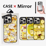 CaseTifg Brand Sanrio Pompompurin Sticker High Quality Mirror Phone Case With Box For iPhone 15 11 12 13 14 Pro Max Side Font Carving Full Cover Shockproof Protect Casing