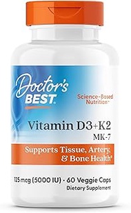 Doctor's Best Vitamin D3 + K2, MK-7, 60 Veggie Caps