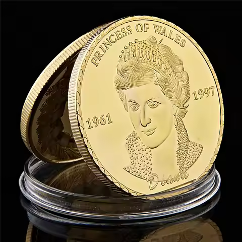 British Princess Diana Gold Plated Coin UK The Royal Princess of Wales Diana Token Coin Collection