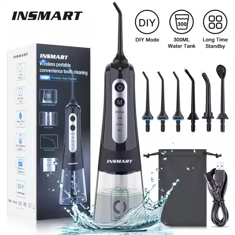INSMART Oral Irrigator Dental Water Flosser Teeth Whitening Waterproof Portable Dental Water Jet Flo