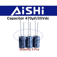 Capacitor 470uf 35V 470uf35V 470uf/35Vdc Size 10x16.0mm Brand AISHI