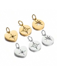 5入組不鏽鋼鏡面拋光心星吊飾，用於珠寶製作供應，DIY耳環手鐲項鍊飾品