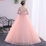Blue & Salmon Pink Gaun Malam Pengantin Panjang Pakaian Emcee MAXI Dress Long Gala Dinner Dress Brid