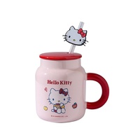 包順豐櫃 $150/件 Hello Kitty 可愛 玻璃杯  陶瓷杯  Mug 可愛 紅色 自帶杯蓋+吸管 容量: 400ml 1個 Size: 10cm高 陶瓷杯1個 可放入微波爐 氣炸鍋 焗爐 