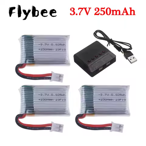 H36 Battery 3.7V 250mAh For E010 E011 E012 E013 Drone 3.7v 652030 Lipo Battery Charger Set For Furib