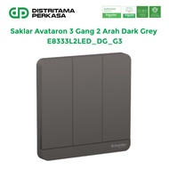 Schneider AvatarOn Hotel Light Switch 3 Gang 2 Way Dark Grey - E8333L2LED_DG_G3