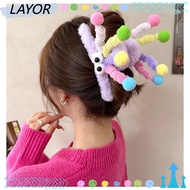 LAYORSG Hair Claw, Plush Cartoon Hair Claw Clip, Furry Headwear Cute Spring Winter Women Claw Clip W