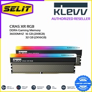 [SELIT TRADING] KLEVV CRAS XR RGB DDR4 Memory 3600MHZ RAM 16GB (8GB x2)/ 32GB (16GB x2), Limited Lifetime Warranty with Tech Dynamic