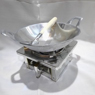 Kompor Camping Mini Set Bahan bakar spirtus plus wajan/katel serba guna uk.16 cm diameter wajan 20 c