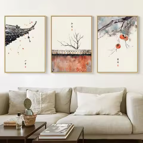 China Style Posters Canvas Painting 24 Kinds Of Chinese Festival Landscape Wall Art Pictures For Liv