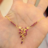 ️ Real Gold Necklace Red Ruby Luxury Design Looks Very Expensive Length 41 cm Or 16.5 Inches Weight 