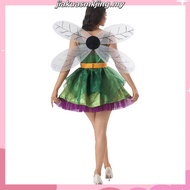 MYLITTLELASS Adullt Woman Enchanted Forest Fairy Costume Green Leaf Dress with Purple Tutu & Wings